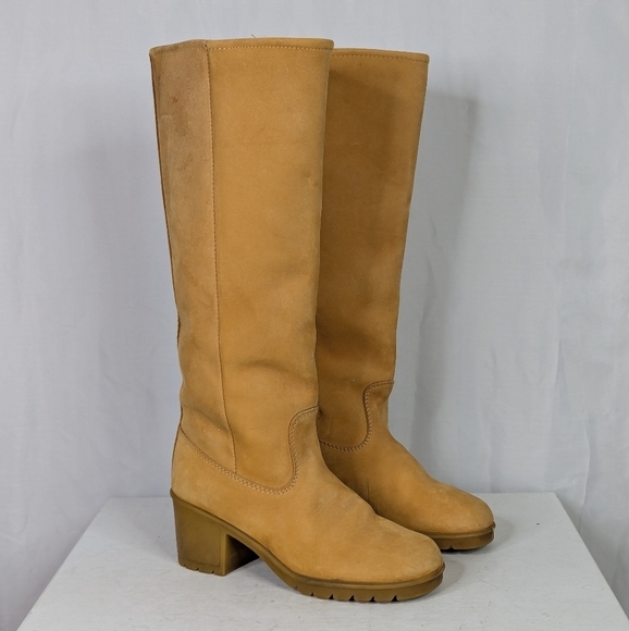 Frye Shoes - Frye Tall Suede Leather Sherpa Shearling Lined Cognac Riding Boots